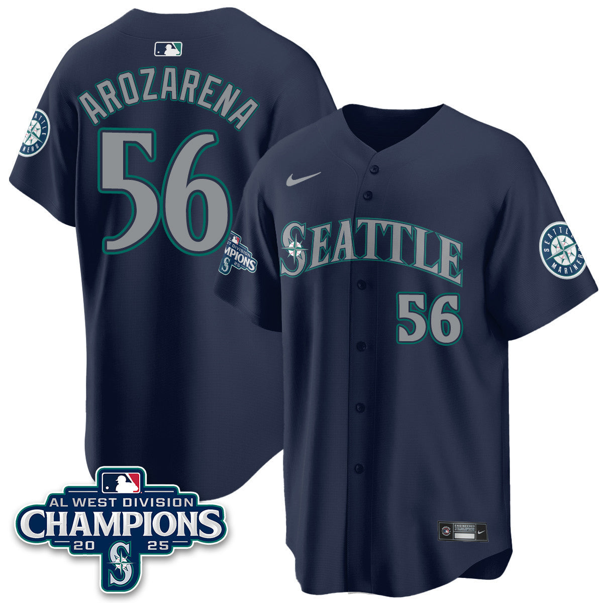 SEA 2025 AL West Division Champions Jersey - Stitched