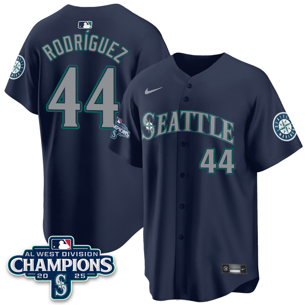 SEA 2025 AL West Division Champions Jersey - Stitched