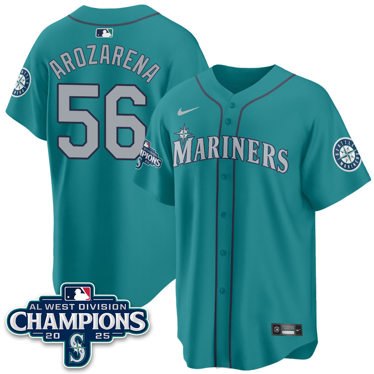 SEA 2025 AL West Division Champions Jersey - Stitched