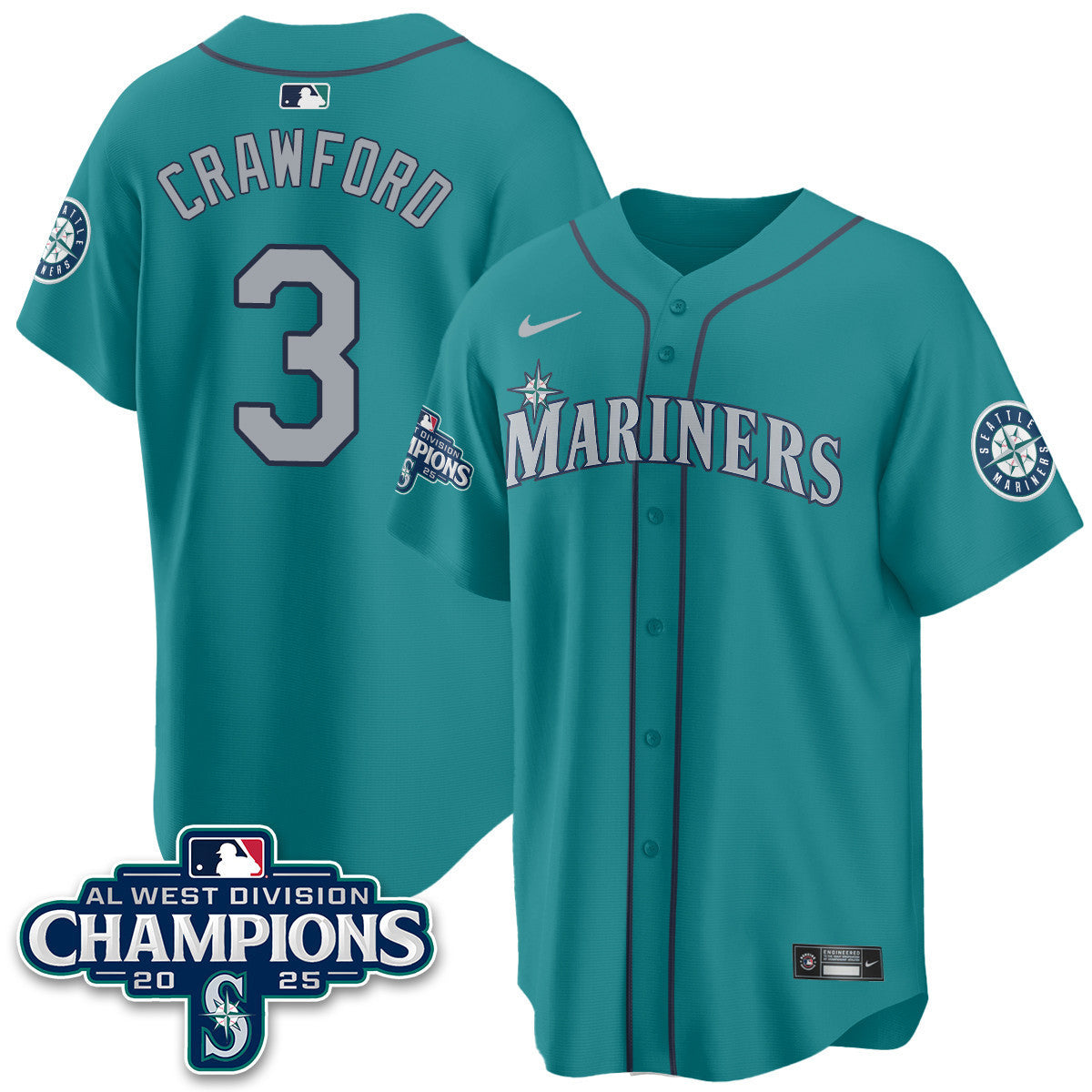 SEA 2025 AL West Division Champions Jersey - Stitched