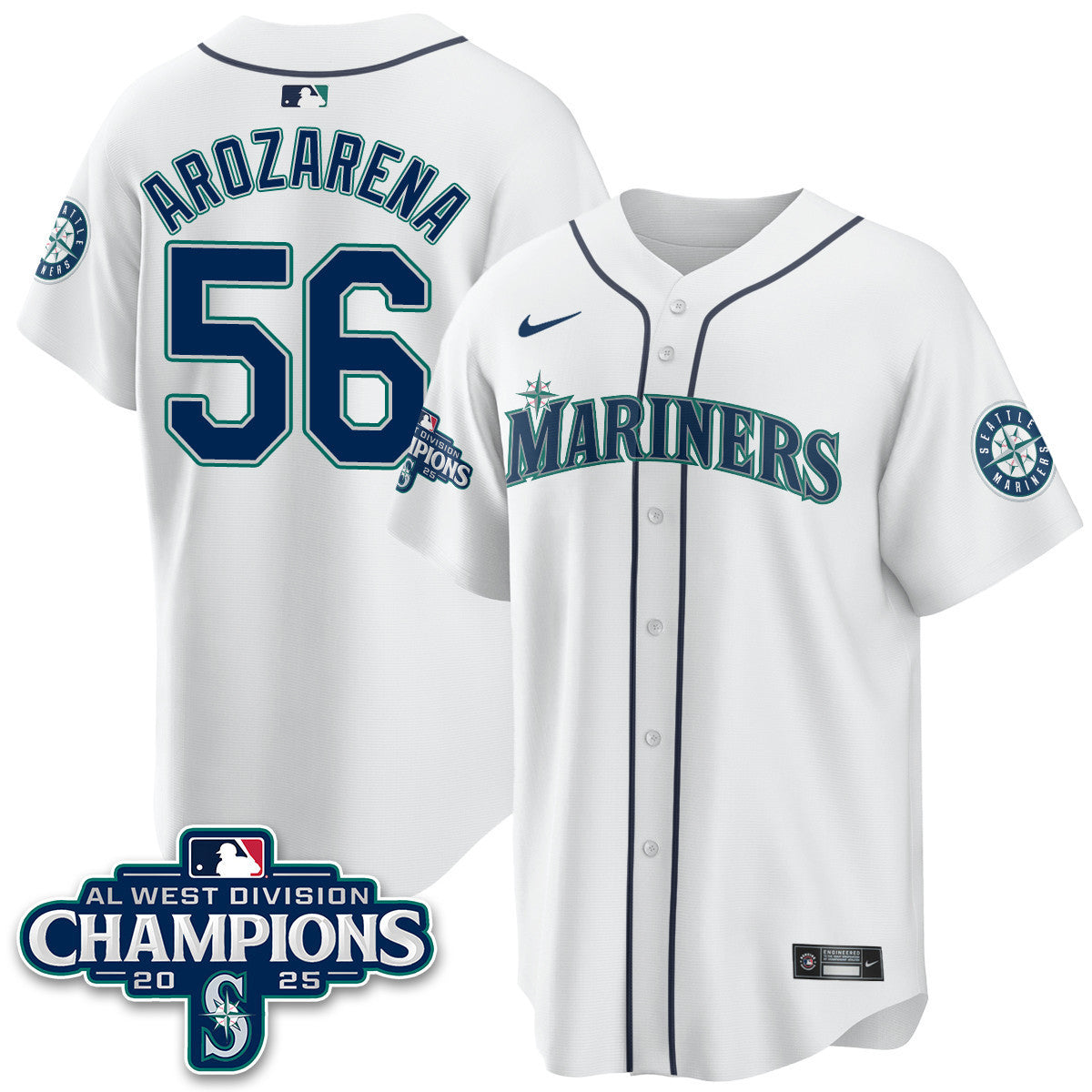 SEA 2025 AL West Division Champions Jersey - Stitched