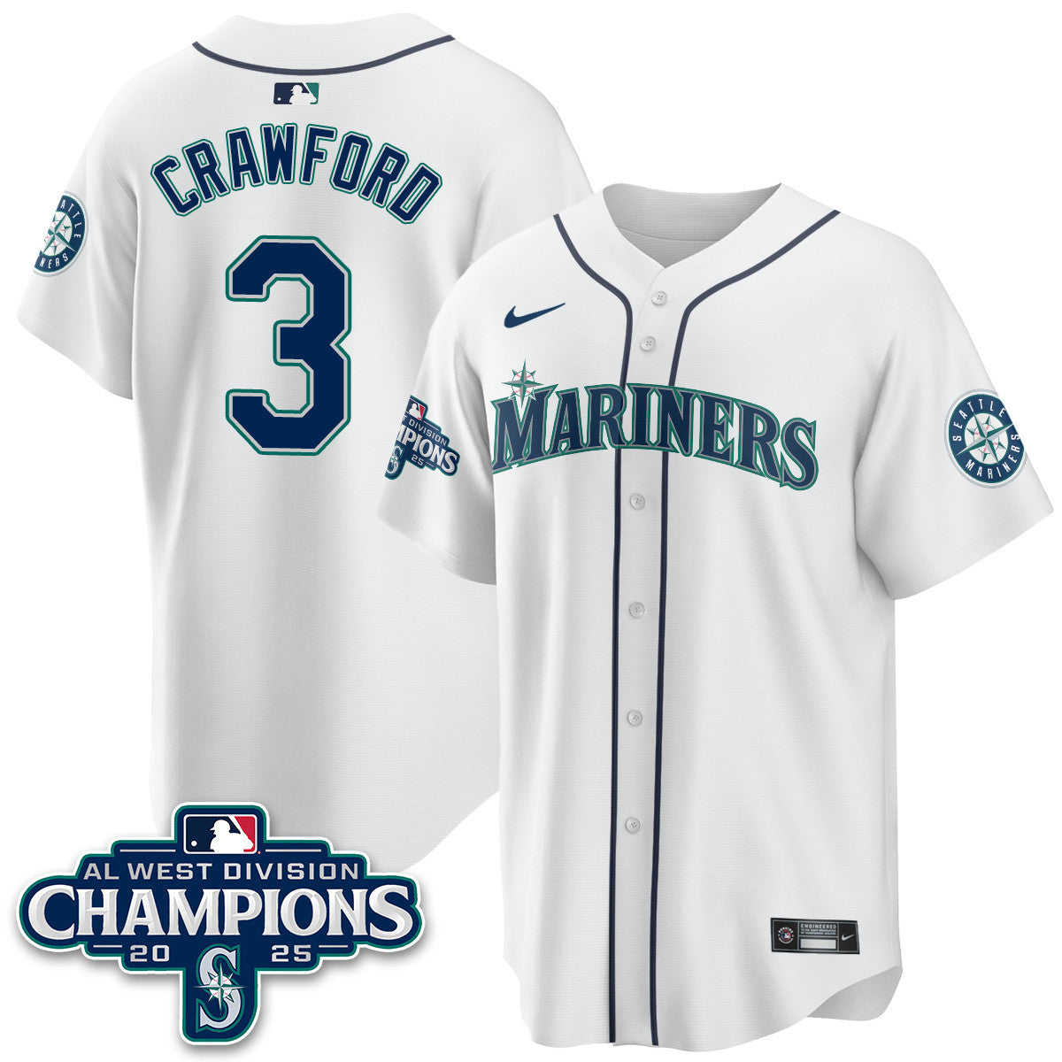 SEA 2025 AL West Division Champions Jersey - Stitched