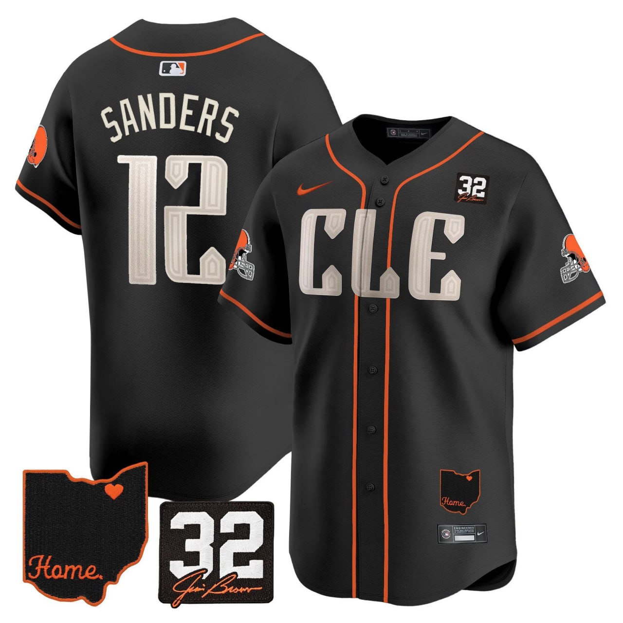 Browns #32 Jim Brown Memorial & Home Patch Vapor Premier Limited Jersey - Stitched