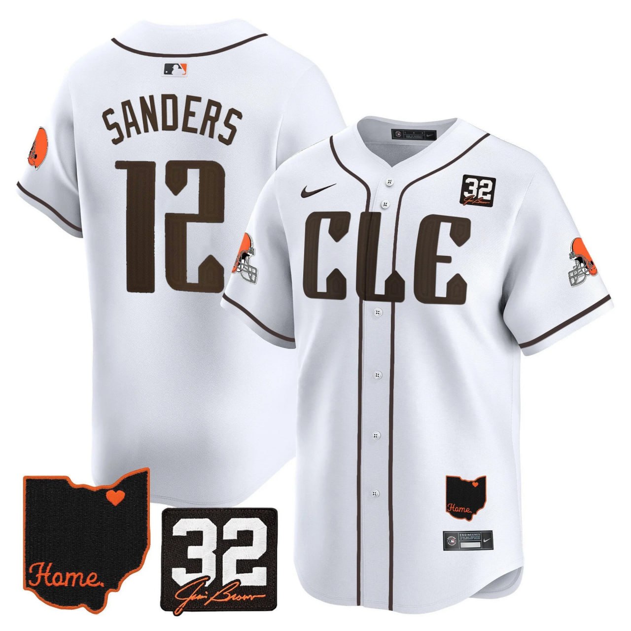 Browns #32 Jim Brown Memorial & Home Patch Vapor Premier Limited Jersey - Stitched