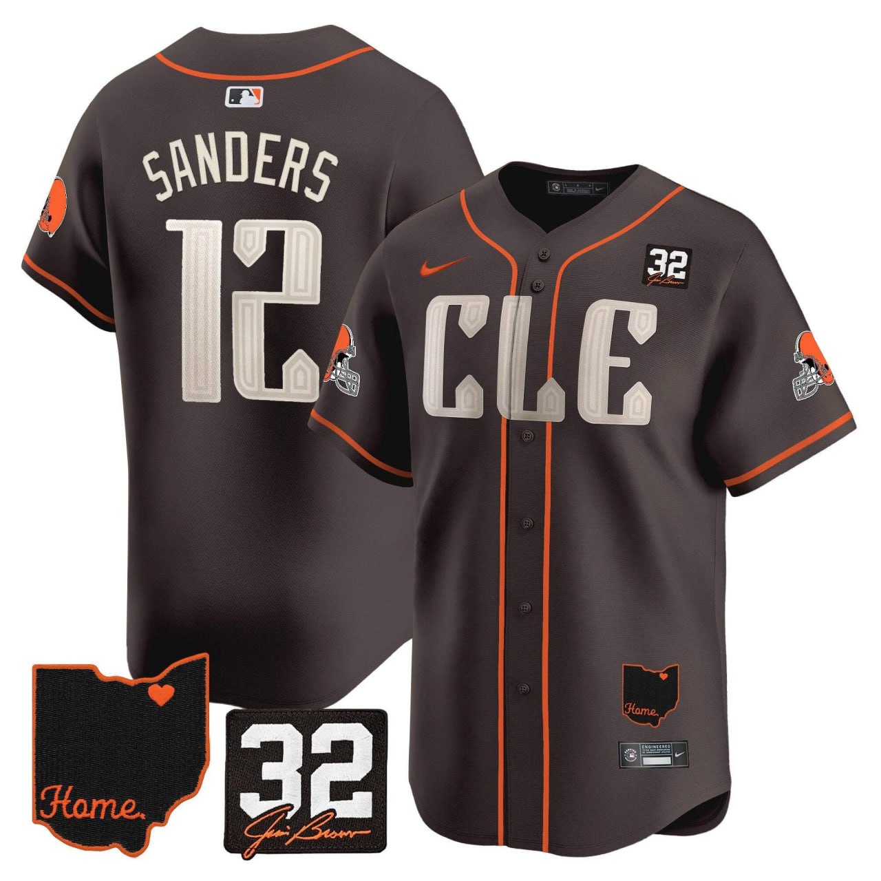 Browns #32 Jim Brown Memorial & Home Patch Vapor Premier Limited Jersey - Stitched