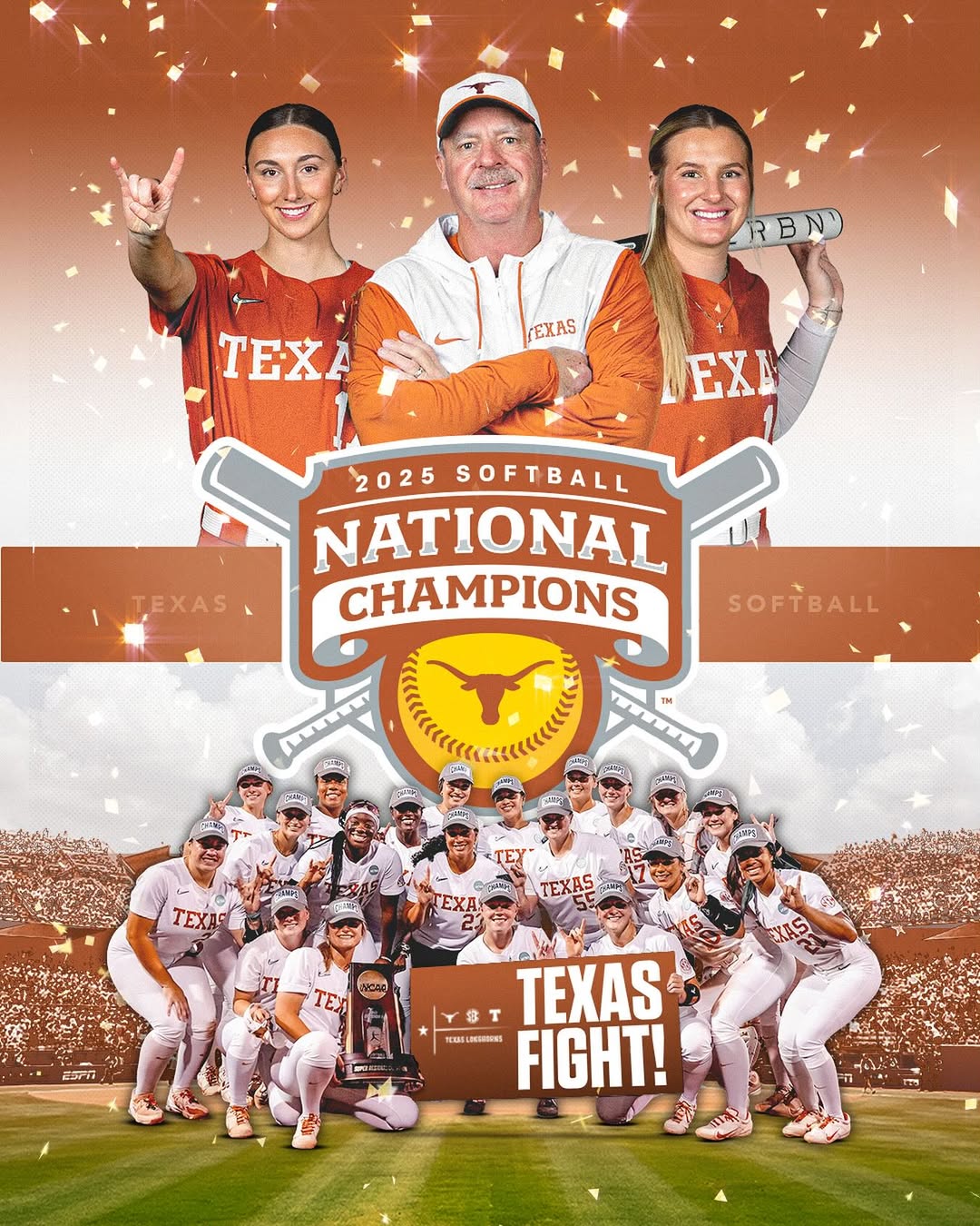 TEX Softball 2025 World Series Champions Limited Jersey - Stitched
